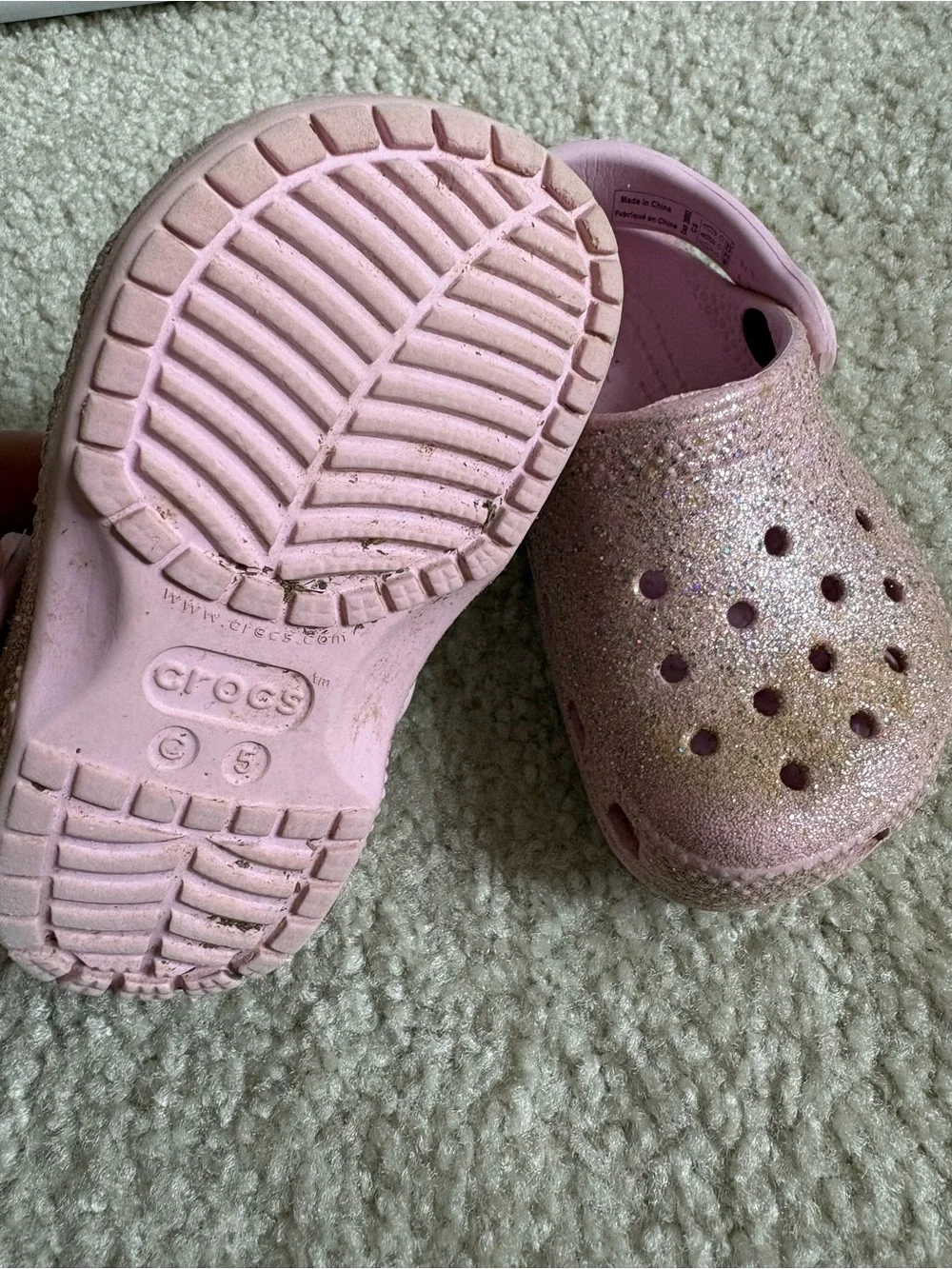 CROCS Toddler Glitter Clogs in Light Pink